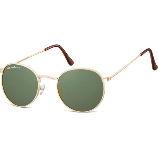 Okulary przeciwsłoneczne okrągłe złoto-zielone Montana S92E